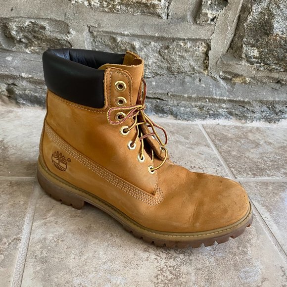 TIMBERLAND 6 Inch Waterproof Wheat Nubuck Boots 8M